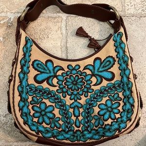 Isabella Fiore turquoise beaded bag